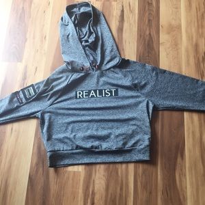 Forever 21 “REALIST” long sleeve crop hoodie